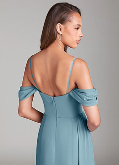 Azazie Amyra Jurken voor bruidsmeisjes Converteerbaar Jurk van Chiffon met Kolom Off the Shoulder Mystiek Blauw image8