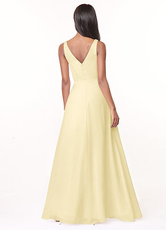 Azazie Nala Bridesmaid Dresses Lemon Sorbet A-Line Pleated Chiffon Dress image2