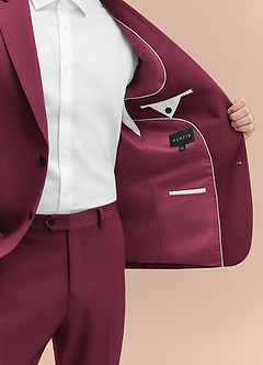 front James Burgundy Structured Stretch Suit Jacket
