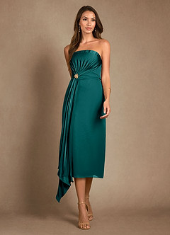 Azazie Dinanta Mother of the Bride Dresses Peacock Column Pleated Chiffon Dress image6