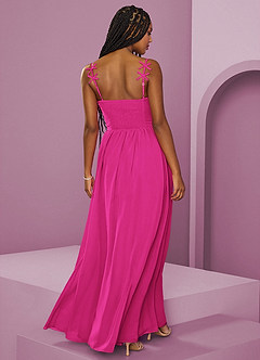 Barbie ♥ Azazie At-home Try On Dresses Black A-Line Pleated Chiffon Dress image6
