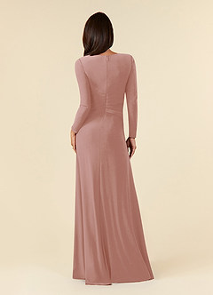 Azazie Natalya Mother of the Bride Dresses Dusty Rose A-Line Pleated Luxe Knit Dress image4