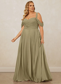 Christian Siriano Bridal for Azazie 1013 Bridesmaid Dresses Moss Green A-Line Off the Shoulder Chiffon Dress image13