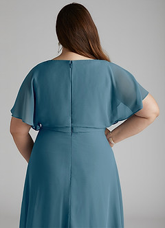 Azazie Aaliyah vestidos de dama de honor modestos Vestido de Corte En A Plisado Scoop Hasta el suelo Gasa image10