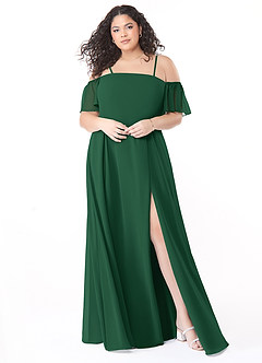 Azazie Sue Bridesmaid Dresses Dark Green A-Line Off the Shoulder Chiffon Convertible Dress image6