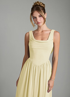 Azazie Novi Abiti da Damigella Abito A-Line in Chiffon Plissettato Sorbetto Al Limone image6
