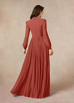 Azazie Adellah 신부의 어머니 드레스 A라인 주름진 쉬폰 플로어 길이 드레스 image3