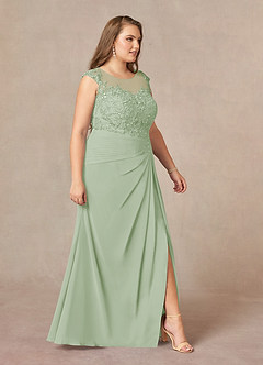 Azazie Libby Mother of the Bride Dresses Dusty Sage A-Line Scoop Sequins Chiffon Dress image10