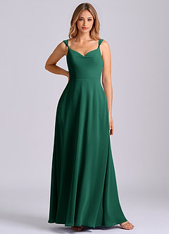 Azazie Beatrice At-home Try On Dresses Dusty Blue A-Line Sweetheart Neckline Chiffon Dress image3