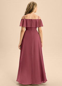 Azazie Maggie Junior Merlot A-Line Off the Shoulder Chiffon Dress image6