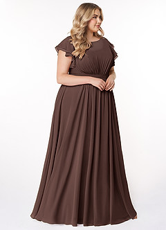 Azazie Daphne Modest Bridesmaid Dresses A-Line Ruffled Chiffon Floor-Length Dress image9