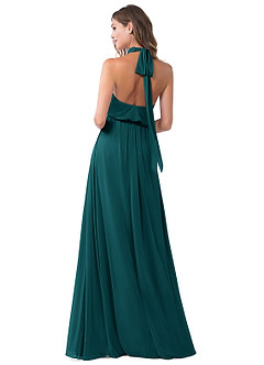Azazie Landry Bridesmaid Dresses Peacock A-Line Pleated Mesh Dress image2