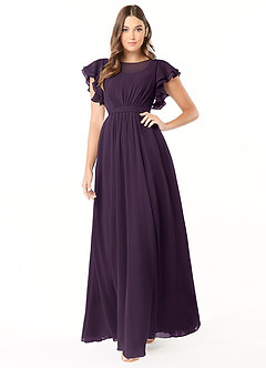 Azazie Daphne Modest Bridesmaid Dresses A-Line Ruffled Chiffon Floor-Length Dress image5