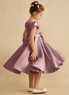 Azazie Pearl Flower Girl Dresses Dusty Rose Ball-Gown Pleated Matte Satin Dress image3