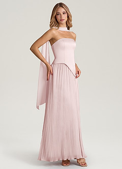 Azazie Tierney Bridesmaid Dresses Blushing Pink A-Line Strapless Chiffon Convertible Dress image7