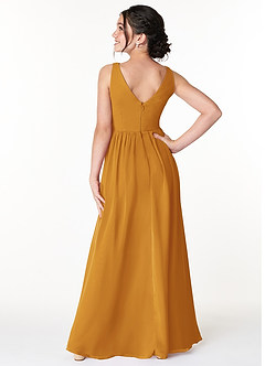 Azazie Sawyer Junior Butterscotch A-Line Pleated Chiffon Dress image2