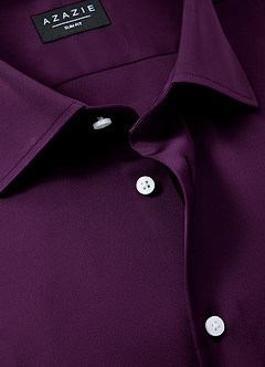 front Julian Grape Stretch Satin Dress Shirt