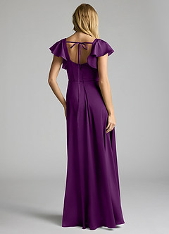 Azazie Bondi Bridesmaid Dresses Grape A-Line Bow Stretch Satin Dress image7