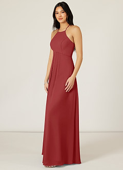 Azazie Sarah At-home Try On Dresses Eucalyptus Empire Pleated Chiffon Dress image4