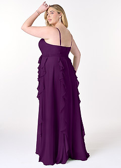 Azazie Peyton Bridesmaid Dresses Grape A-Line Ruched Chiffon Dress image10