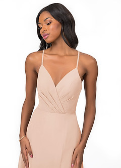Azazie Everleigh Brautjungfernkleider A-Linie Herzchen Gefaltet Chiffon Kleid Englisches Rosa image7