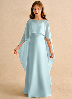 Azazie Fishie Girls Formal Sukienki dla dziewczynek sypiących kwiaty Linia A Matowy satynowy Długość podłogi Sukienka image5