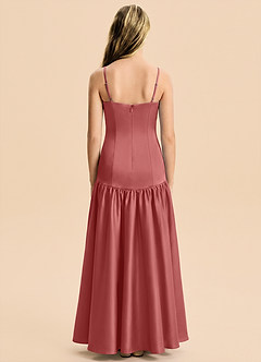 Azazie Romi Junior Antique Rose A-Line Pleated Stretch Satin Dress image2