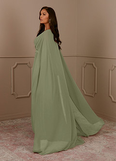 Azazie Isa Mother of the Bride Dresses Pistachio A-Line V-Neck Pleated Chiffon Dress image3