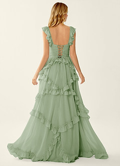 Mirabelle Light Green Chiffon Corset Lace Up Back Ruffled Prom Dress image2