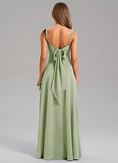 Azazie Everett Bridesmaid Dresses Dusty Sage A-Line Stretch Satin Dress image2