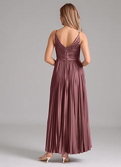 Azazie Raychelle Bridesmaid Dresses Vintage Mauve A-Line Pleated Stretch Satin Dress image4
