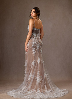 Azazie Alethea Wedding Dresses Diamond White Sand Mermaid Strapless Lace Dress image15