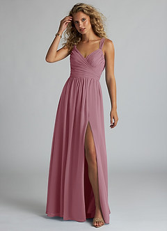 Azazie Aziza Bridesmaid Dresses Vintage Mauve A-Line V-Neck Pleated Chiffon Dress image2