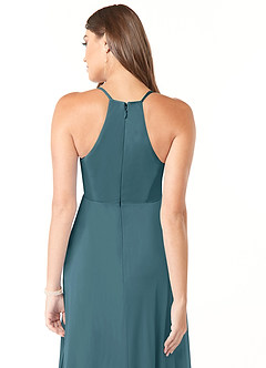 Azazie Annabelle Maternity Bridesmaid Dresses A-Line V-Neck Pleated Mesh Floor-Length Dress image3