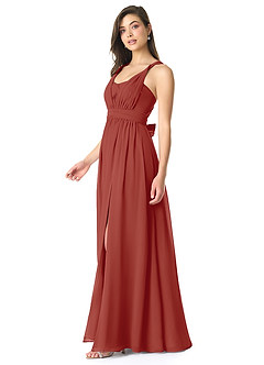 Azazie Olani Bridesmaid Dresses Terracotta A-Line Off the Shoulder Chiffon Convertible Dress image4