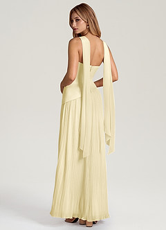 Azazie Tierney Brautjungfernkleider Wandelbar A-Linie Schulterfrei Chiffon Kleid Zitronensorbet image4