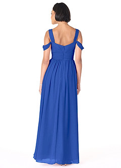 Azazie Lianne Bridesmaid Dresses Royal Blue A-Line Off the Shoulder Chiffon Dress image4