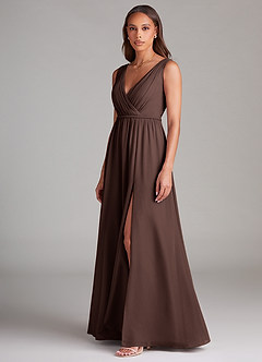 Azazie Tanicia Bridesmaid Dresses Ganache A-Line Pleated Chiffon Dress image2