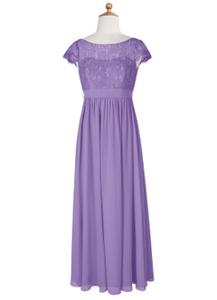 Azazie Silvermist Junior Tahiti A-Line Pleated Chiffon Dress image8