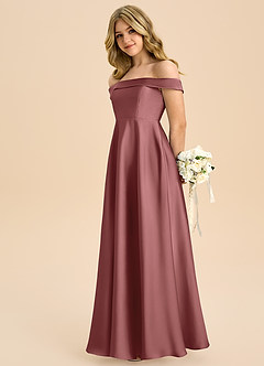 Azazie Sissy Junior Abito A-Line in Raso Elasticizzato a Spalla Scoperta Ametista image6