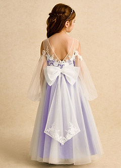 Azazie Zimi Flower Girl Dresses Lilac Ball-Gown Sweetheart Neckline Tulle Dress image8