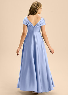 Azazie Rowena Junior A라인 절하다 스트레치 새틴 플로어 길이 주니어 신부 들러리 드레스 image5