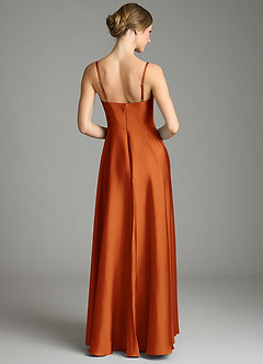 Azazie Elle Bridesmaid Dresses Cinnamon A-Line Pleated Stretch Satin Dress image5