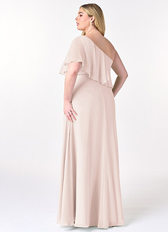 Azazie Lizzy Vestidos de damas de honor Vestido de Pétalo De Rosa de Gasa de Corte en A con Hombro unilateral image11