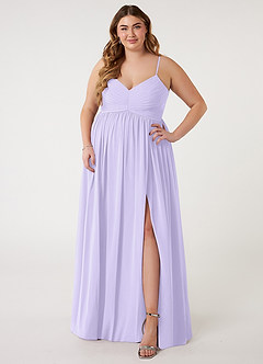 Azazie Alia Brautjungfernkleider A-Linie Plissee Chiffon Kleid Flieder image6