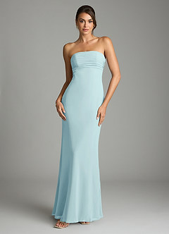 Azazie Saylor Bridesmaid Dresses Sea Glass Mermaid Strapless Chiffon Dress image3