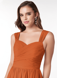 Azazie Zapheira Bridesmaid Dresses Cinnamon A-Line Ruched Chiffon Dress image5