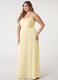 Azazie Daenerys Abiti da Damigella Abito A-Line in Chiffon con Scollo a Cappuccio Sorbetto Al Limone image10