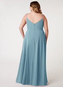Azazie Daenerys Bridesmaid Dresses Moody Blue A-Line Cowl Chiffon Dress image9