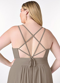 Azazie Farren Bridesmaid Dresses Taupe A-Line Pleated Chiffon Convertible Dress image15